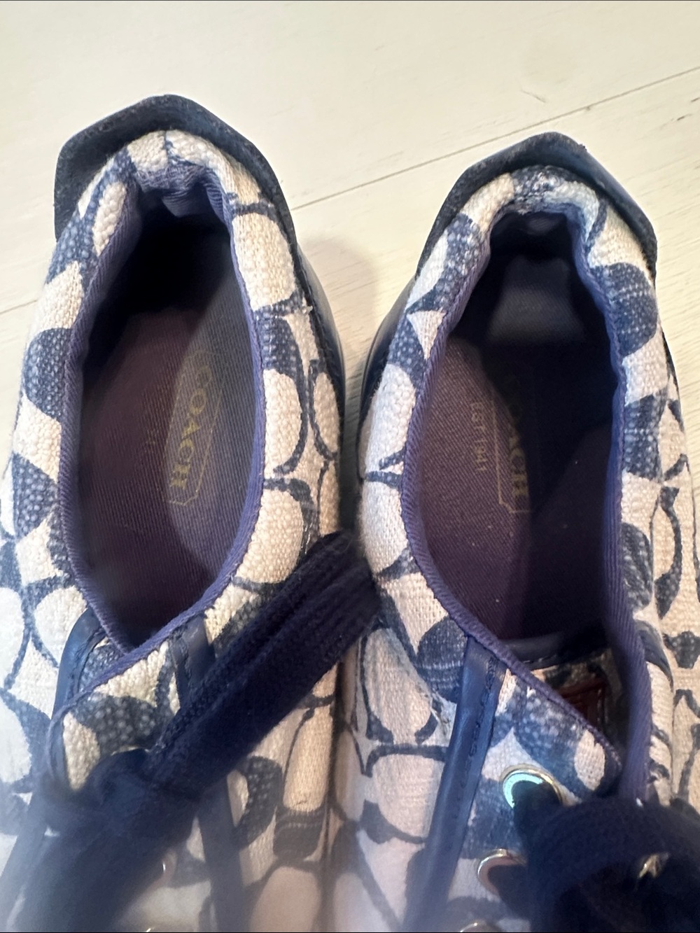 Coach Signature Low-Top Sneakers in Navy and White - Picture 4 of 4